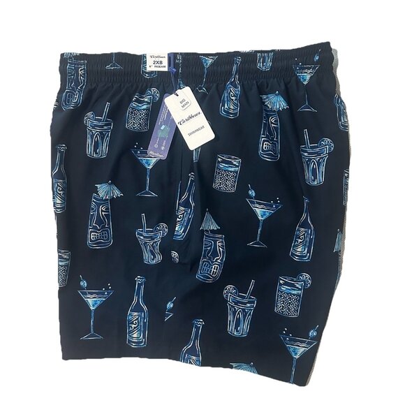 Caribbean Big & Tall 2XB Swim Trunks Mens Lined Board Shorts Tiki Cocktail Print - Picture 1 of 13